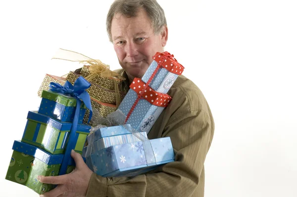 Man with presents gifts — Stock Photo, Image