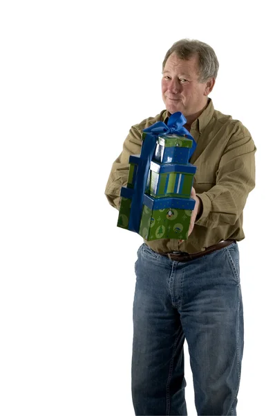 Hombre con regalos regalos — Foto de Stock