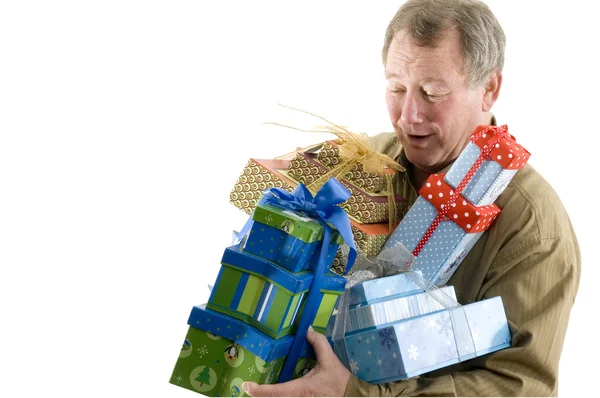 Homme avec cadeaux cadeaux — Photo