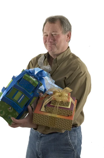 Hombre con regalos regalos — Foto de Stock