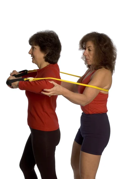 Dvě ženy cvičí — Stock fotografie
