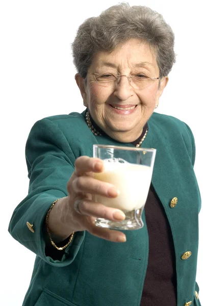 Vrouw met melk — Stockfoto