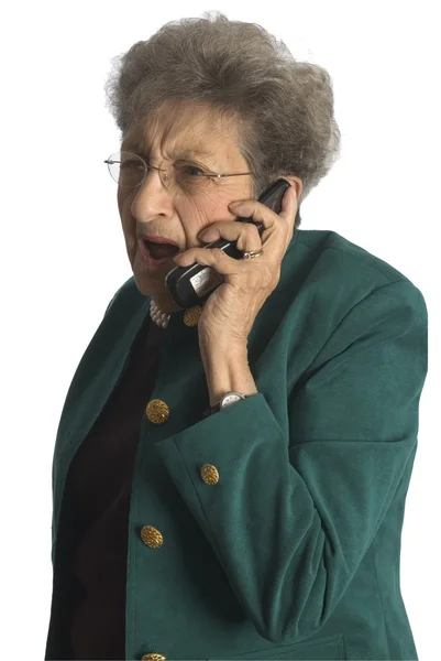 Senior vrouw op telefoon — Stockfoto