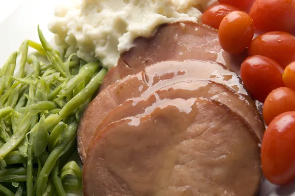 Glazed ham dinner — Stock Photo, Image