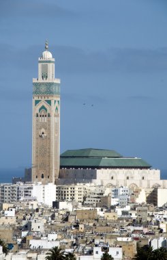Hassan II Camii cityscape görüntülemek casablanca morocco