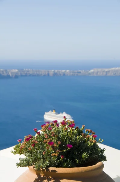 Pohled na vulkanických ostrovů santorini Řecko — Stock fotografie