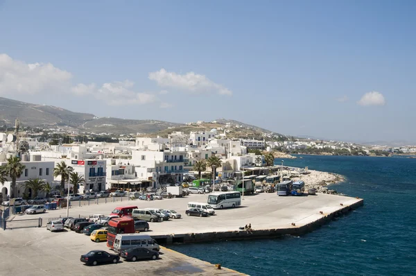 Port harbor town parikia paros cyclades islands — Stock Photo, Image