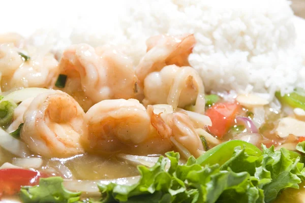 Vietnamese food prawn sauteed in ginger honey sauce tom xao gung — Stock Photo, Image