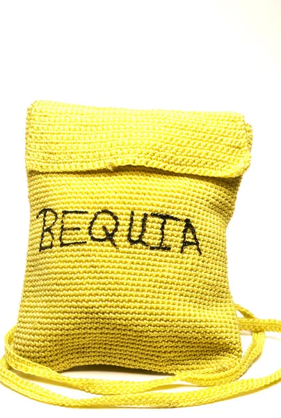 Knitted change purse bag souvenir of bequia island st. vincent — Stock Photo, Image