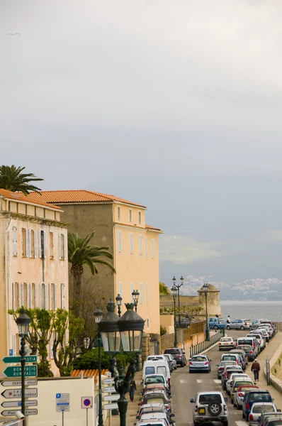 Boulevard mediterranean sea ajaccio corsica france — Stock Photo, Image