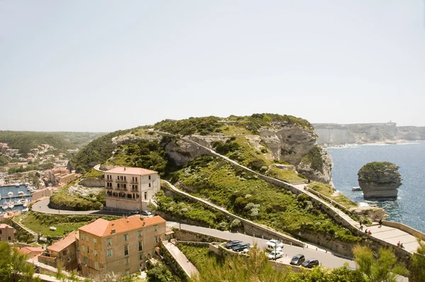 Panorama bonifacio Korsika hamnen port g-20 spår historiska lowe — Stockfoto