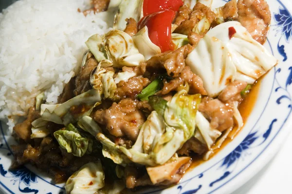 Twice cooked pork in garlic sauce — Stock Photo, Image