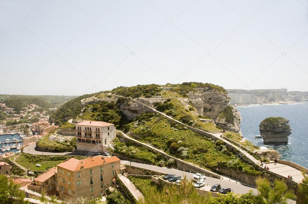 panorama Bonifacio Corsica harbor port G-20 trail historic lowe