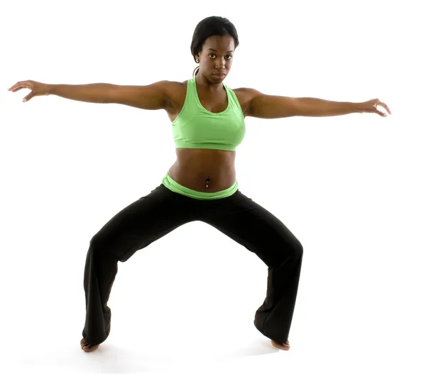Pretty young latin female black exercising ballet dance — Stock Photo, Image