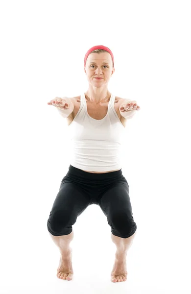 Yoga awkward pose front view — Stock Photo, Image