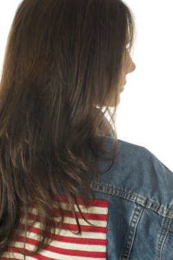 ABD bayrağı ile yurtsever Amerikalı kadın