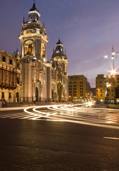 Catedral en plaza de armas mayor lima perú — Foto de Stock