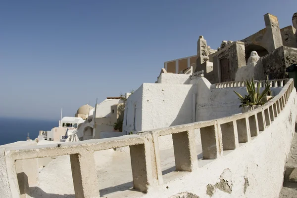 Ustawienie patio niesamowity widok Santorini — Zdjęcie stockowe