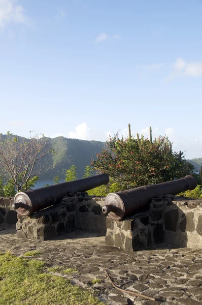 Gamla kanoner fort hamilton bequia st. vincent och Grenadinerna — Stockfoto