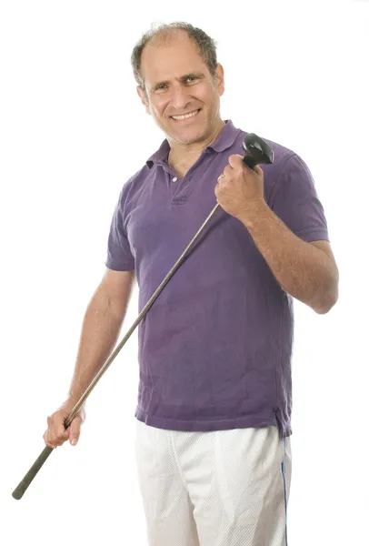 Man middle age golfer wood club — Stock Photo, Image