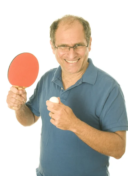 Hombre mayor jugando ping-pong tenis de mesa — Foto de Stock