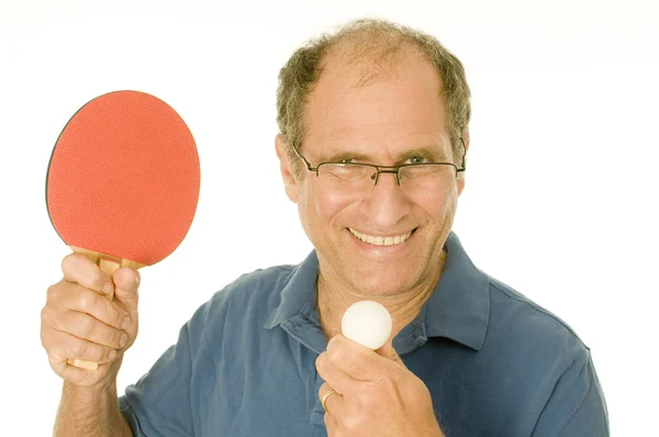 Senior man playing ping-pong table tennis — Stock Photo, Image