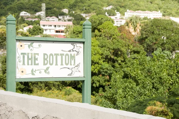 Hand painted sign The Bottom town Saba Netherlands Antilles — Stock Photo, Image