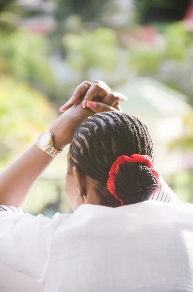 Caribbean African woman with cornrow braids — Stock Photo, Image