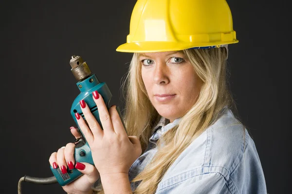 Casa riparazione donna appaltatore — Foto Stock