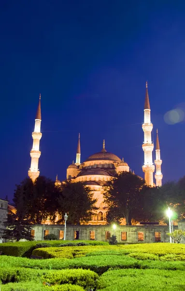 Blaue Moschee Hippodrom Park Nacht Istanbul Türkei — Stockfoto