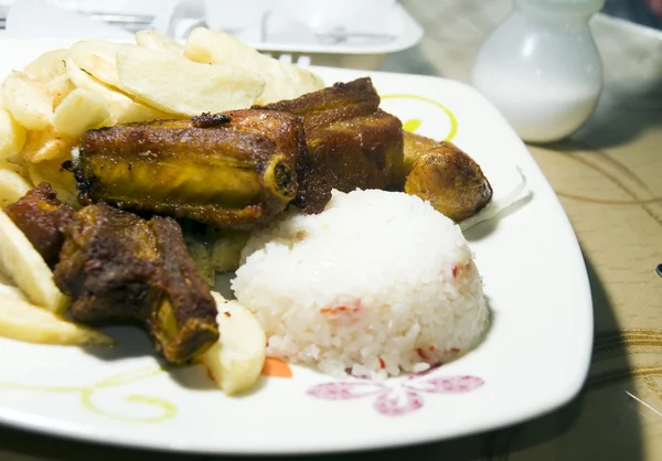 Pork chops spare ribs plato del dia La Candelaria Bogota Colombia — Stock Photo, Image