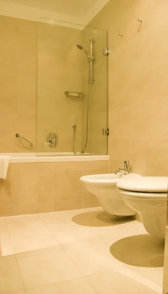 Bathroom with toilet and bidet luxury hotel Budapest Hungary — Stock Photo, Image