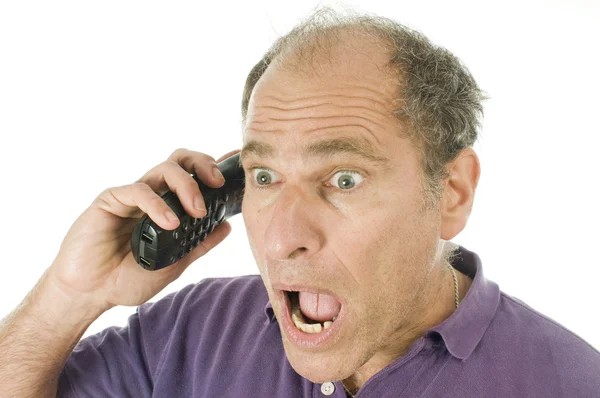 Man middle age emotional telephone Royalty Free Stock Photos