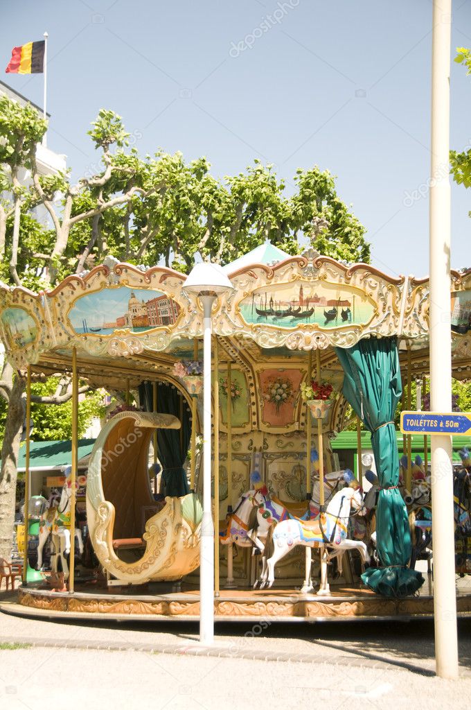 old fashioned carousel in Cannes France French Riviera