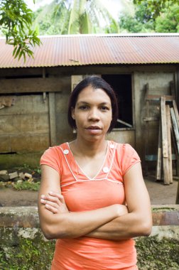 Nicaragua Corn Island portrait lady house clipart
