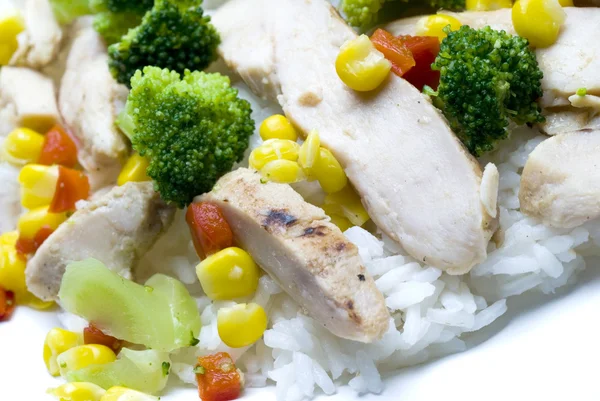 Chicken breast slices with vegetables Stock Photo