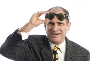 business man with retro vintage sunglasses portrait clipart