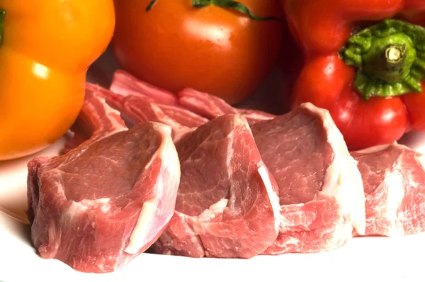 Rib lamb chops with vegetables tomato — Stock Photo, Image