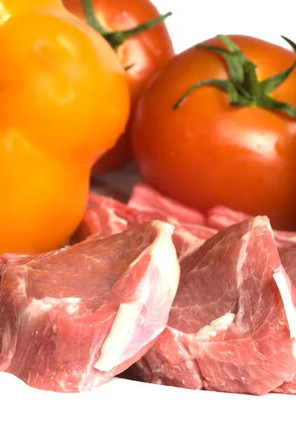 Rib lamb chops with vegetables tomato — Stock Photo, Image