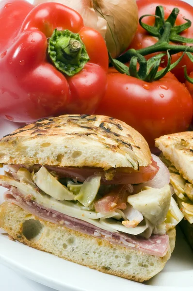 Prosciutto gourmet sandwich italiano — Foto Stock