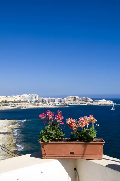 Strandpromenade sliema st. julian 's paceville malta — Stockfoto