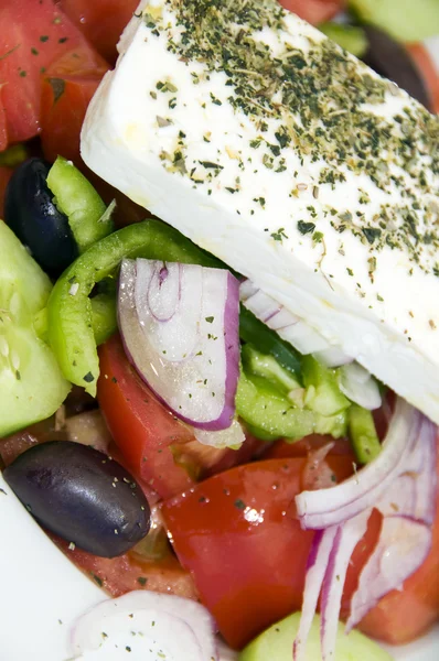 Макрос грецький салат — стокове фото