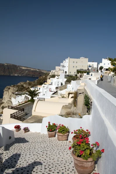 Santorini vista sobre o porto — Fotografia de Stock