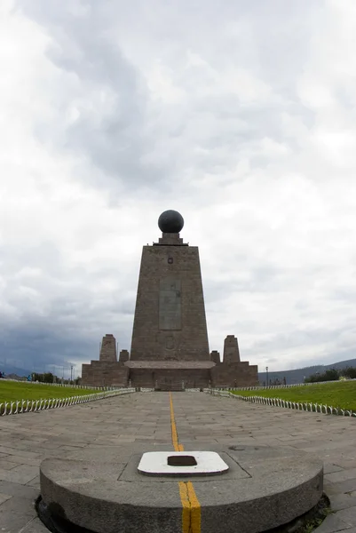 West equator line mitad del mundo middle of the world quito ecuador — Stock Photo, Image