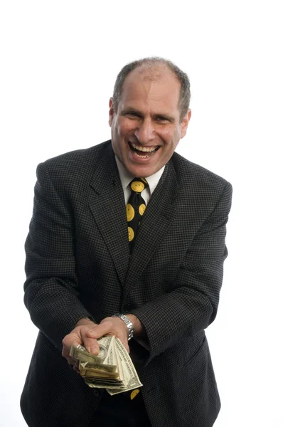 Happy excited man with money — Stock Photo, Image