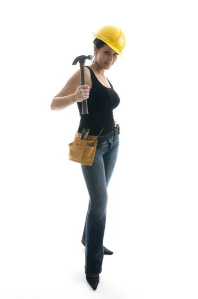 Bastante sexy mujer joven trabajador de la construcción — Foto de Stock