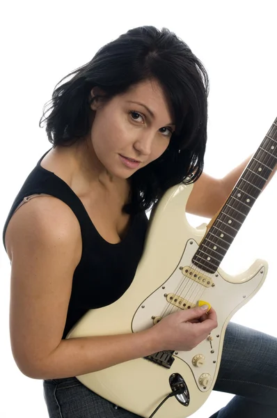 Sexy woman playing guitar — Stock Photo, Image