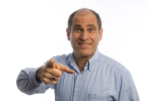 Middle age man handsome pointing portrait Stock Photo