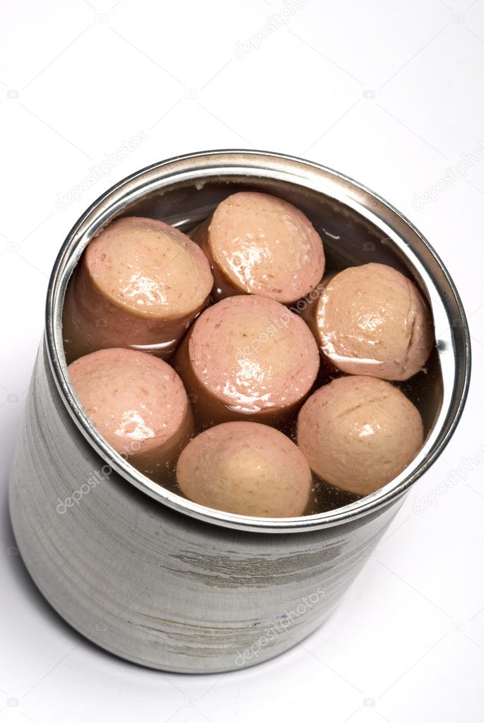 Pics vienna sausage Vienna sausage in tin can — Stock Photo