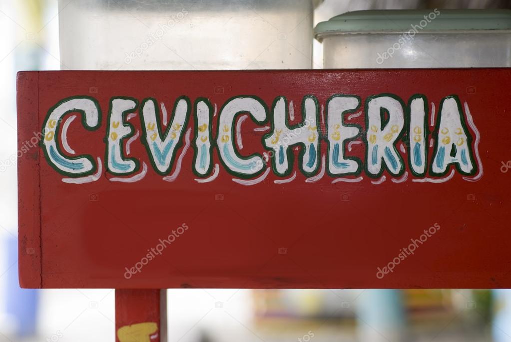generic sign for ceviche restaurant stand